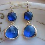 Cobalt Blue Earrings Gold -..