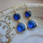 Cobalt Blue Earrings Gold -..
