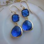 Cobalt Blue Earrings Gold -..