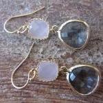Gold Charcoal Gray Earrings..