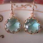 Gold Aquamarine Earrings -..