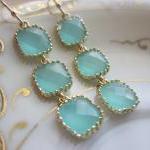 Aqua Blue Earrings Gold Pl..