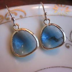 Sapphire Blue Earrings Gold Plated - Bridesmaid Earrings - Wedding Earrings - Bridal Earrings