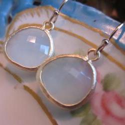 Alice Blue Earrings Gold Plated - Bridesmaid Earrings - Wedding Earrings - Bridal Earrings