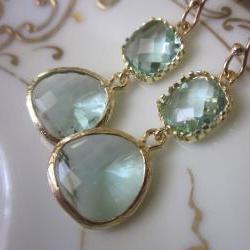 Prasiolite Earrings Light Green Earrings - Pacific Aqua Blue Earrings - Bridesmaid Earrings Wedding Earrings