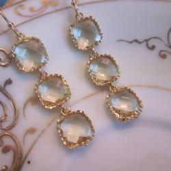 Citrine Earrings Yellow Gold - 3 Blocks - Bridesmaid Earrings - Bridal Earrings - Wedding Earrings