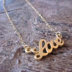 Gold Love Bracelet Charm - 14k Gold Filled Chain - Bridesmaid Bracelet - Wedding Jewelry