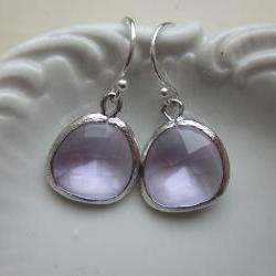 Lavender Earrings Silver - Sterling Silver Earwires - Purple Earrings - Bridesmaid Earrings - Wedding Earrings